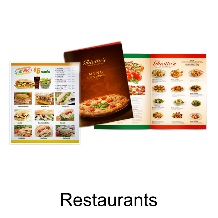 printed menus and brochures