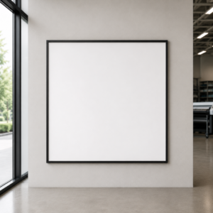 Custom Poster printing mounted on an office wall.