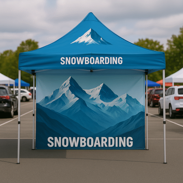 Custom tent in the parking lot of outdoor event
