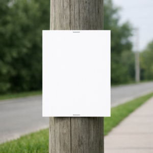 Coroplast Sign mounted on a hydro pole