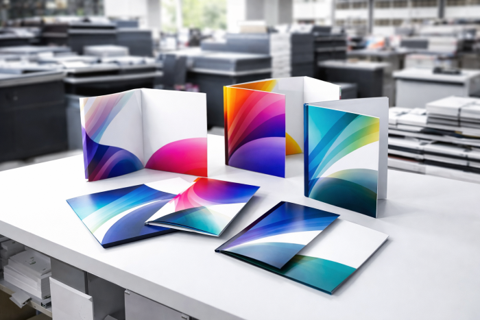 Presentation Folders on display on a table