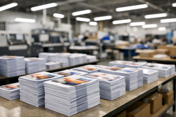 Printed Flyers in a commercial print shop