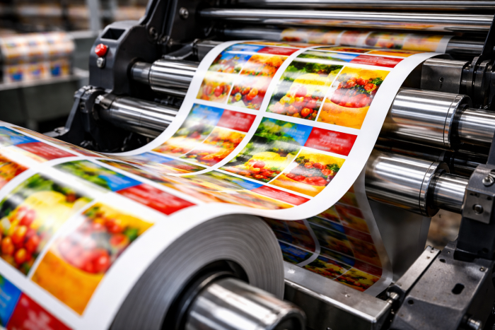 Stickers being printed in a print shop