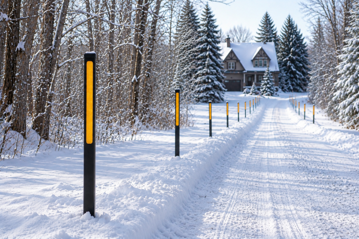 Driveway Markers on a laneway for plows