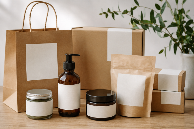 Paper labels on production packaging